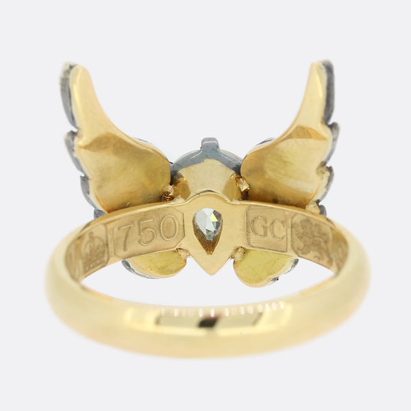 Gaetano Chiavetta 1.07 Carat Pear Shaped Diamond Winged Angel Ring
