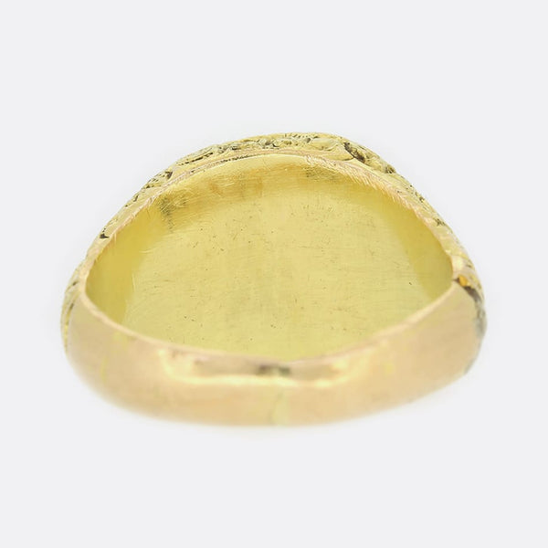 Antique Chinese Cabochon Jade Engraved Ring