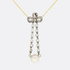 Edwardian Pearl and Diamond Bow Drop Necklace