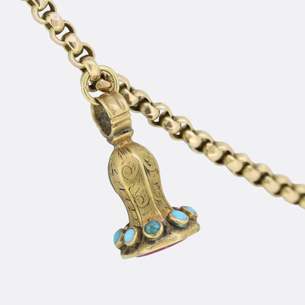 Georgian Turquoise Charming Heart Necklace