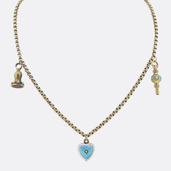 Georgian Turquoise Charming Heart Necklace