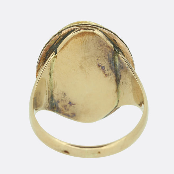 Georgian Enamelled Pearl and Diamond Urn Ring