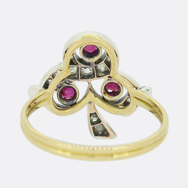 Victorian Ruby and Diamond Clover Ring