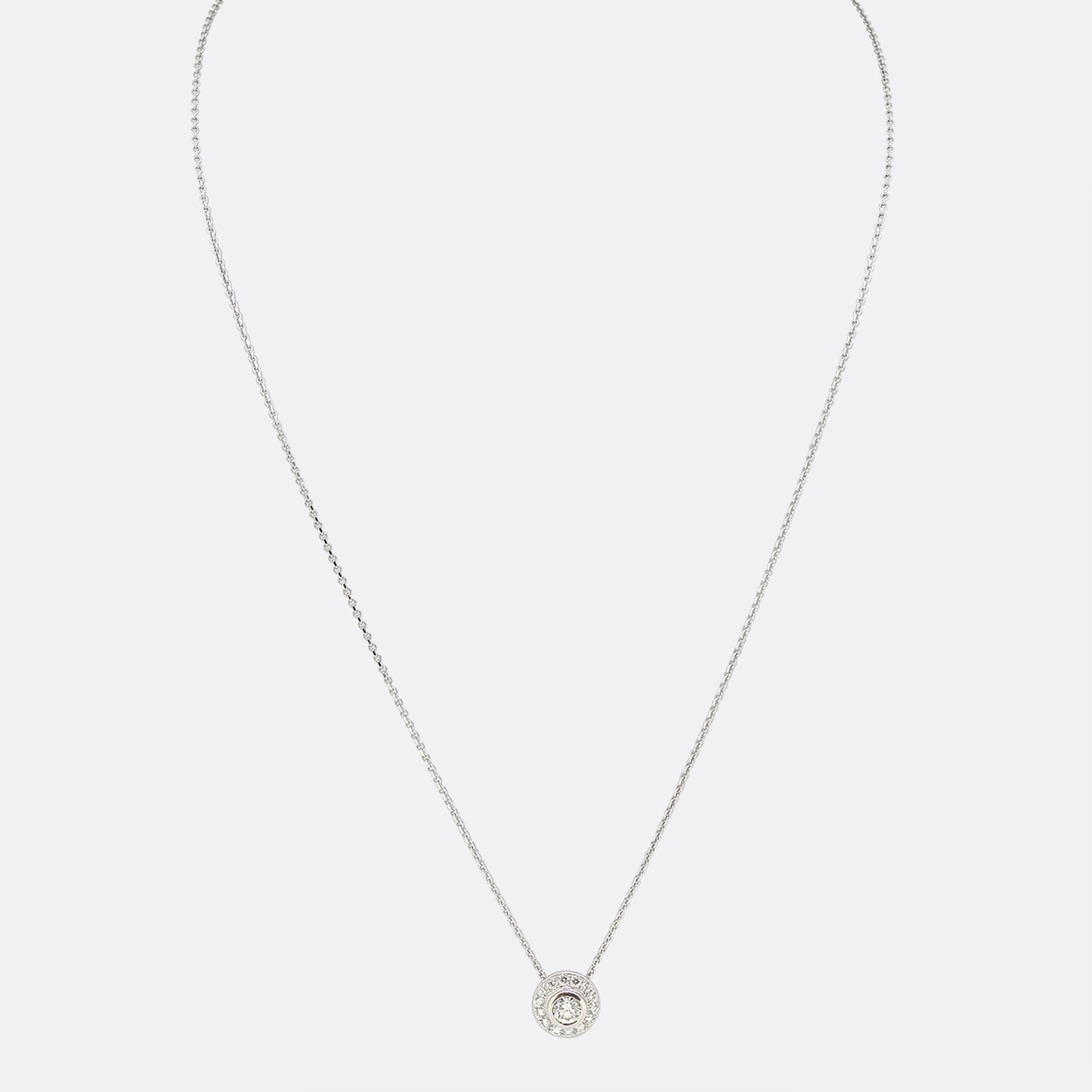 0.64 Carat Diamond Halo Pendant Necklace