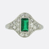 Art Deco Colombian Emerald and Diamond Ring
