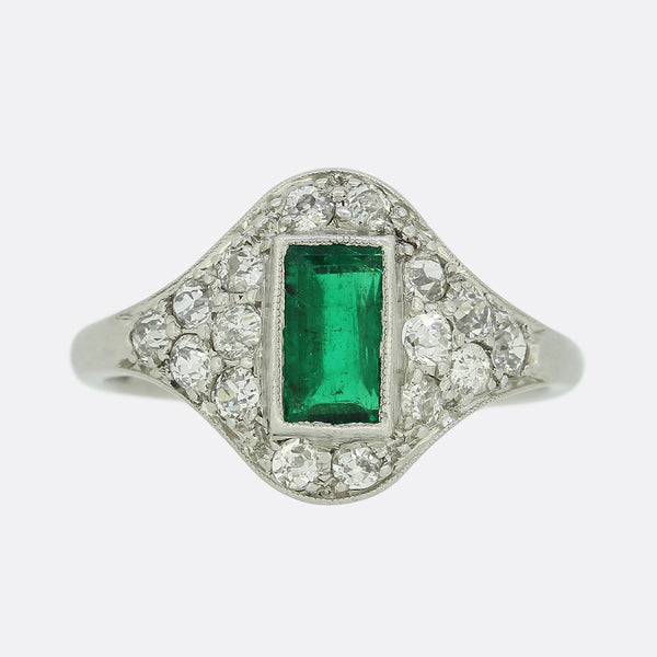 Art Deco Colombian Emerald and Diamond Ring