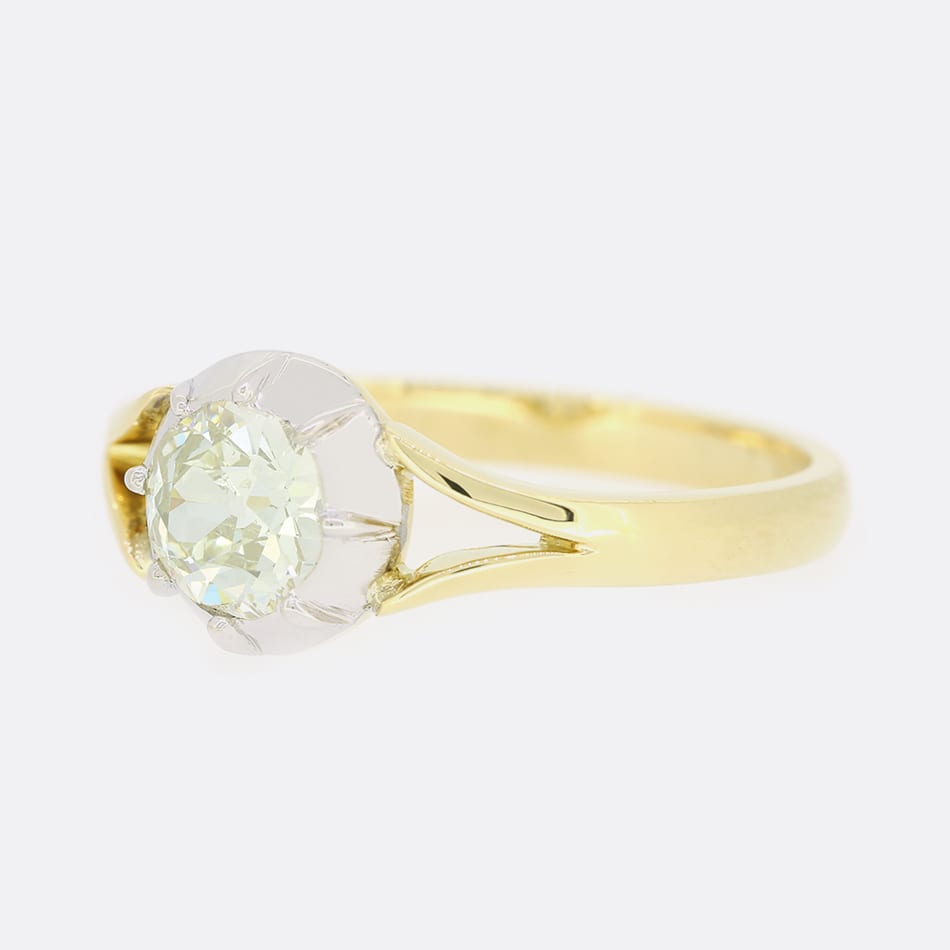 TVJ 0.94 Carat Cushion Cut Diamond Solitaire Ring