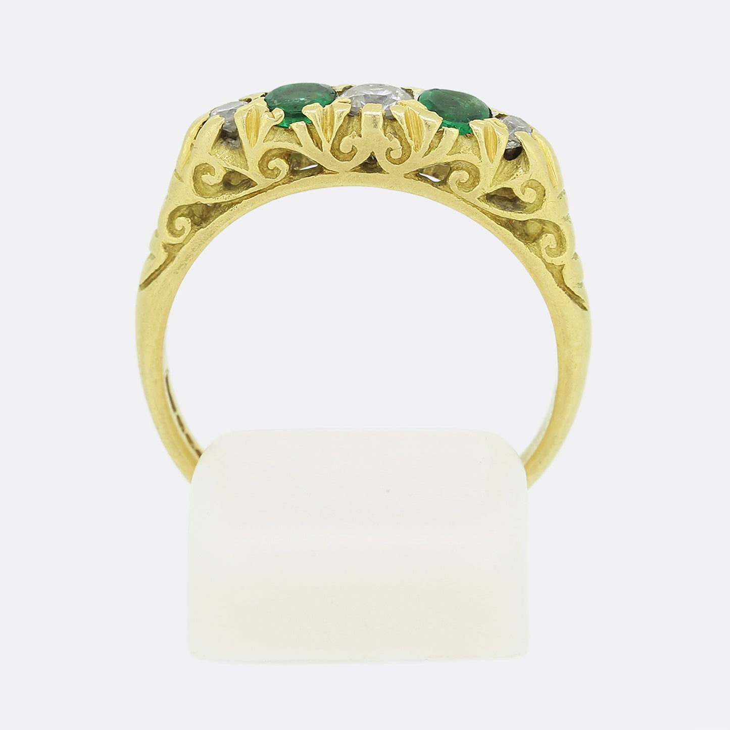 Vintage Emerald and Diamond Five Stone Ring