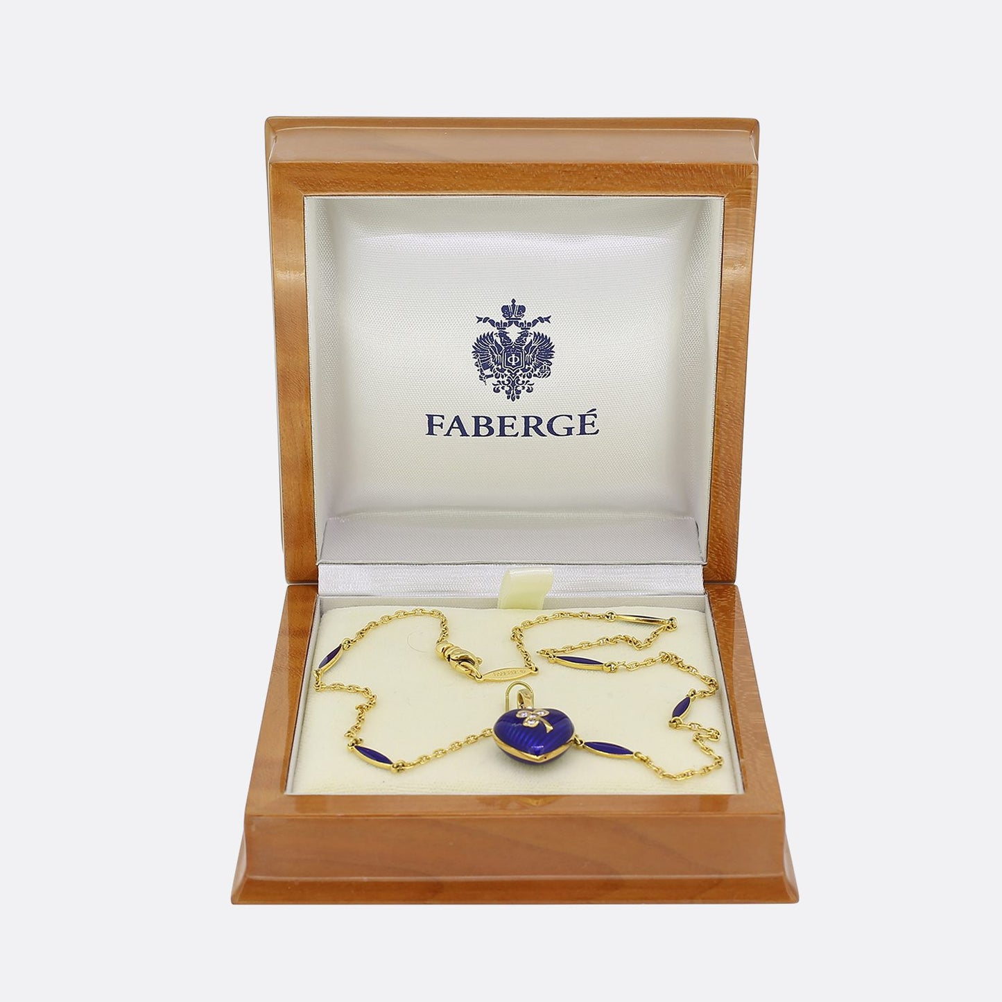 Faberge Diamond and Enamel Heart Pendant