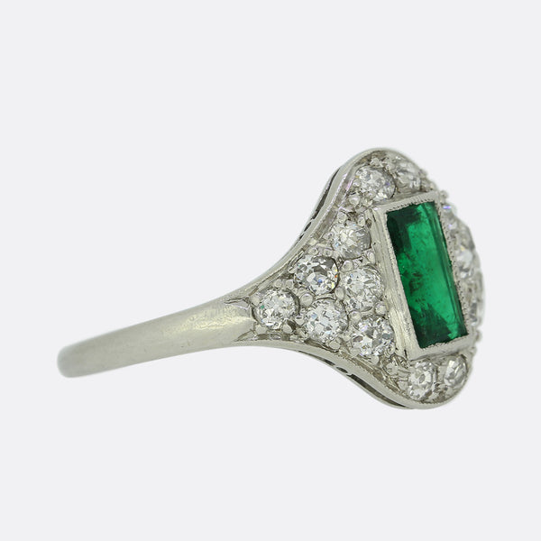 Art Deco Colombian Emerald and Diamond Ring