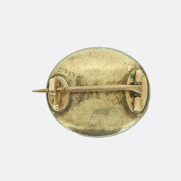 Georgian Old Cut Diamond Mourning Hair Brooch