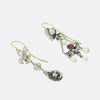 Victorian Clover and Fleur-De-Lis Diamond Drop Earrings