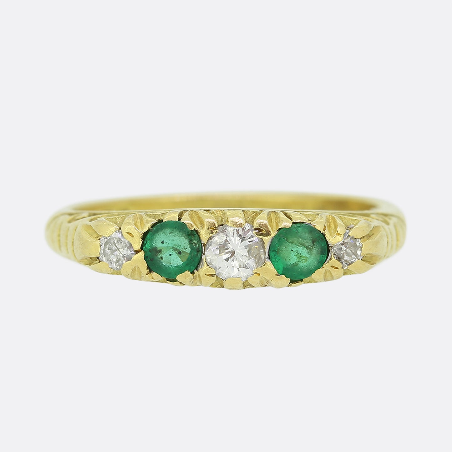 Vintage Emerald and Diamond Five Stone Ring