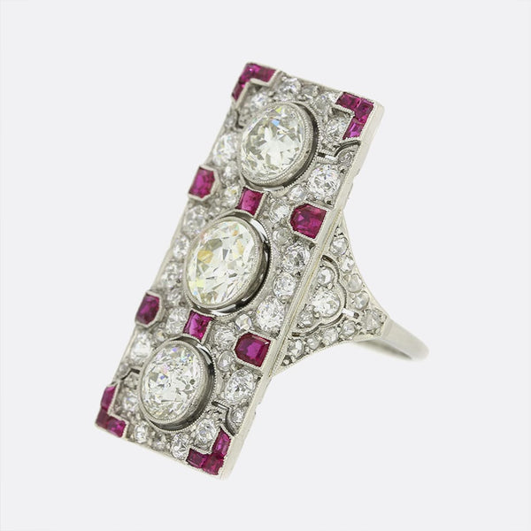 Art Deco Ruby and Diamond Tablet Ring