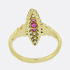 Victorian Ruby and Old Cut Diamond Navette Ring