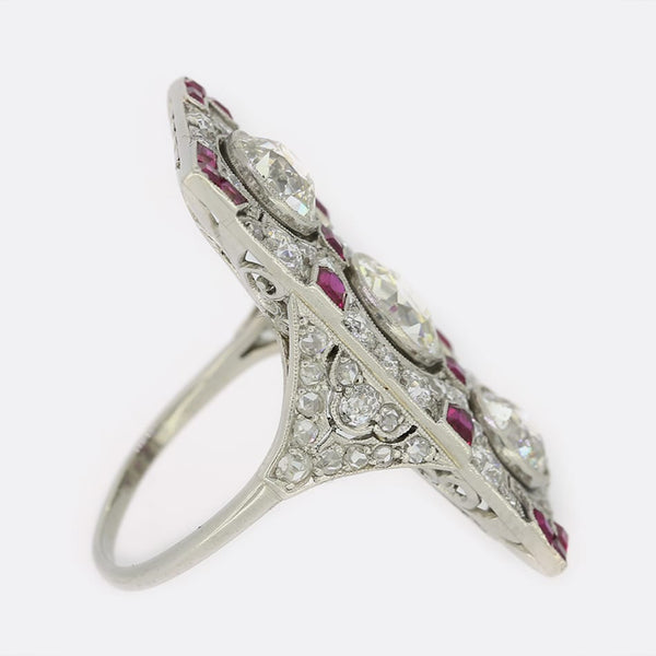 Art Deco Ruby and Diamond Tablet Ring
