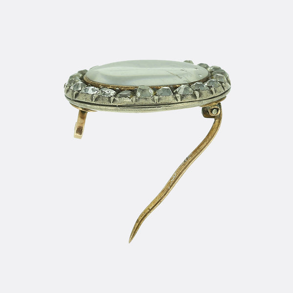Georgian Old Cut Diamond Mourning Hair Brooch