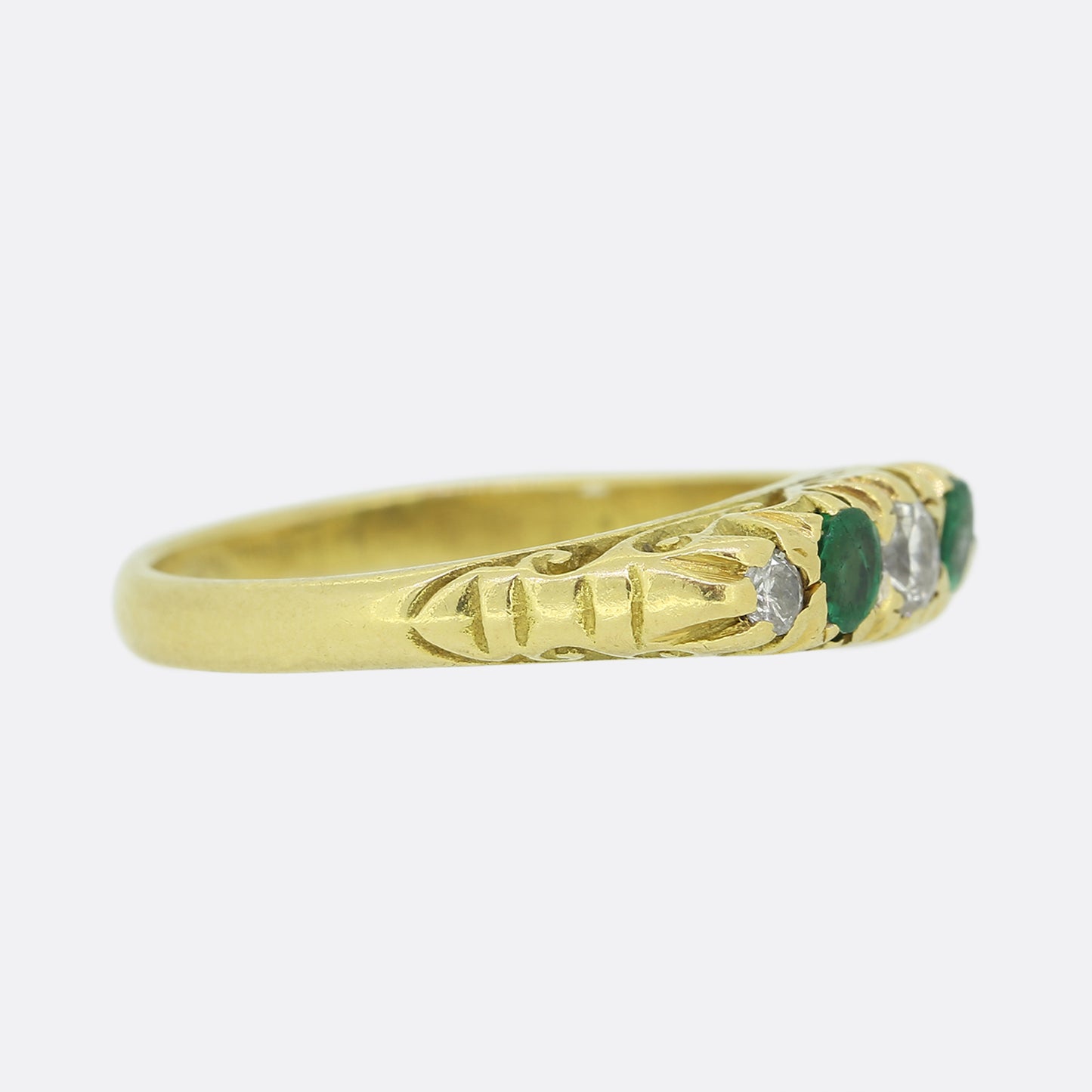 Vintage Emerald and Diamond Five Stone Ring