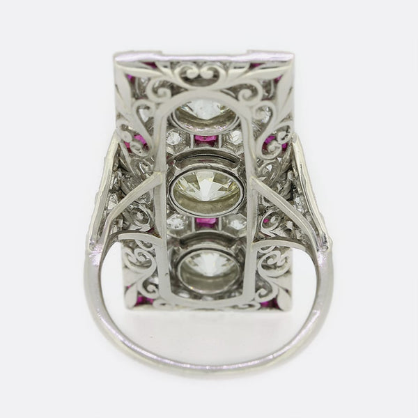 Art Deco Ruby and Diamond Tablet Ring