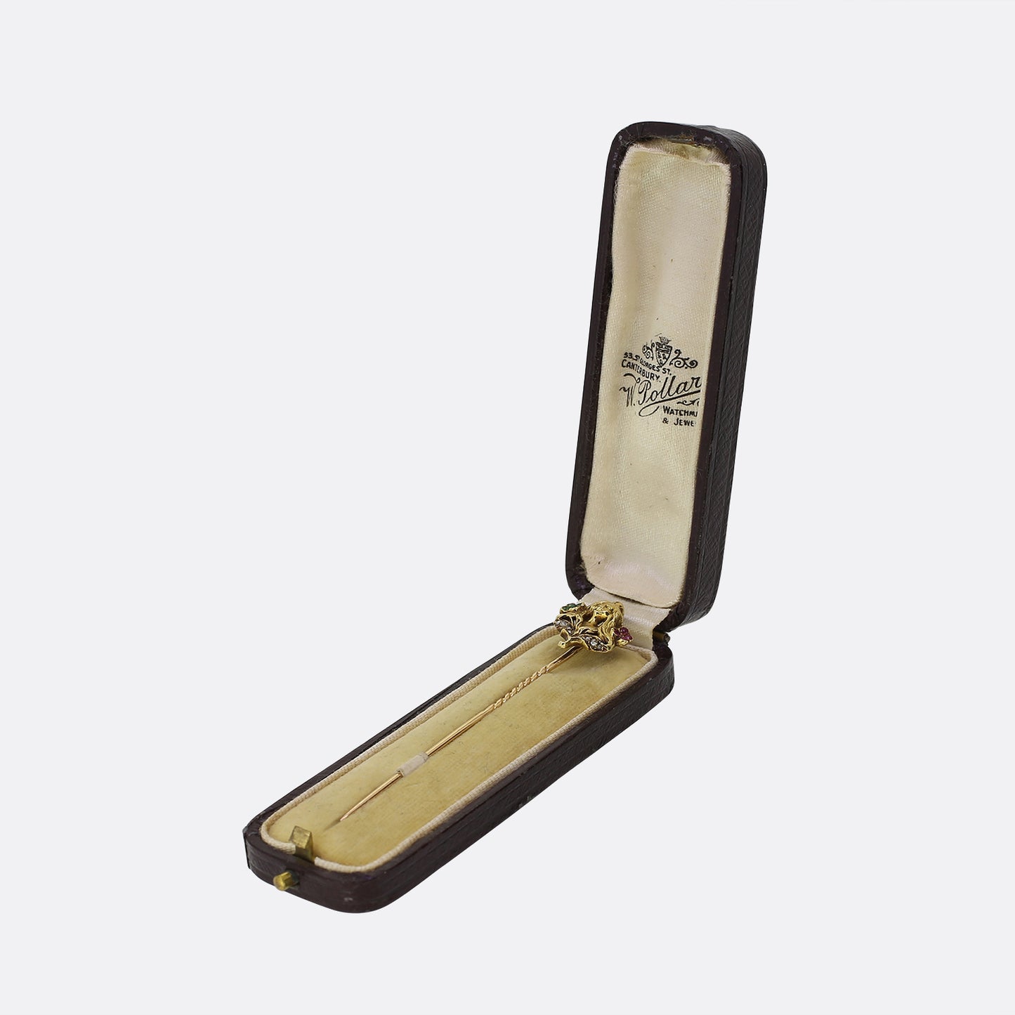 Art Nouveau French Emerald Ruby and Diamond Lady Stick Pin