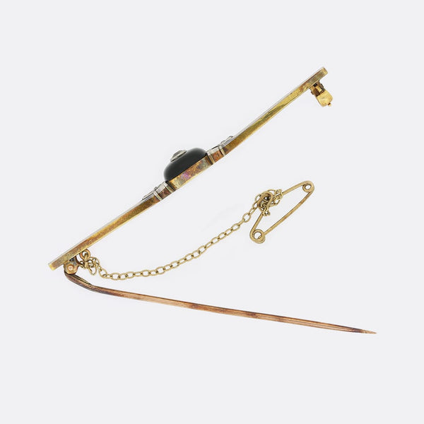 Art Deco Onyx and Diamond Bar Brooch