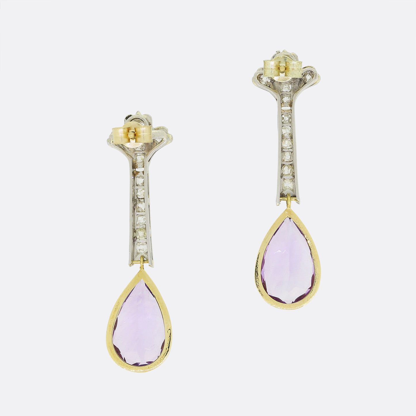 Victorian Amethyst and Diamond Drop Earrings