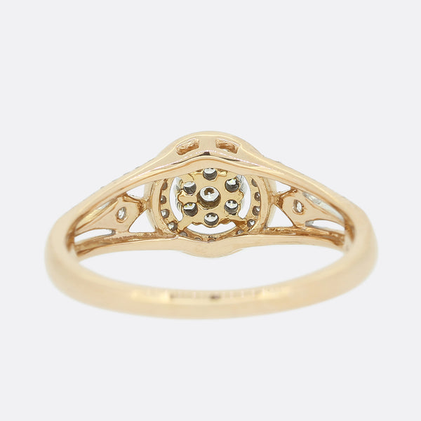 Rose Gold Diamond Halo Cluster Ring