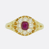 Edwardian Ruby and Diamond Cluster Ring