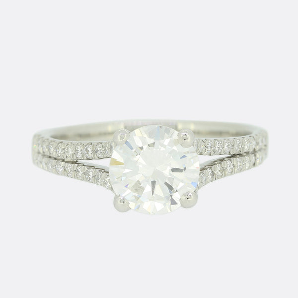 1.14 Carat Diamond Split Shoulders Solitaire Engagement Ring