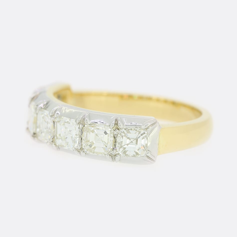 TVJ 1.40 Carat Asscher Cut Diamond Seven Stone Ring