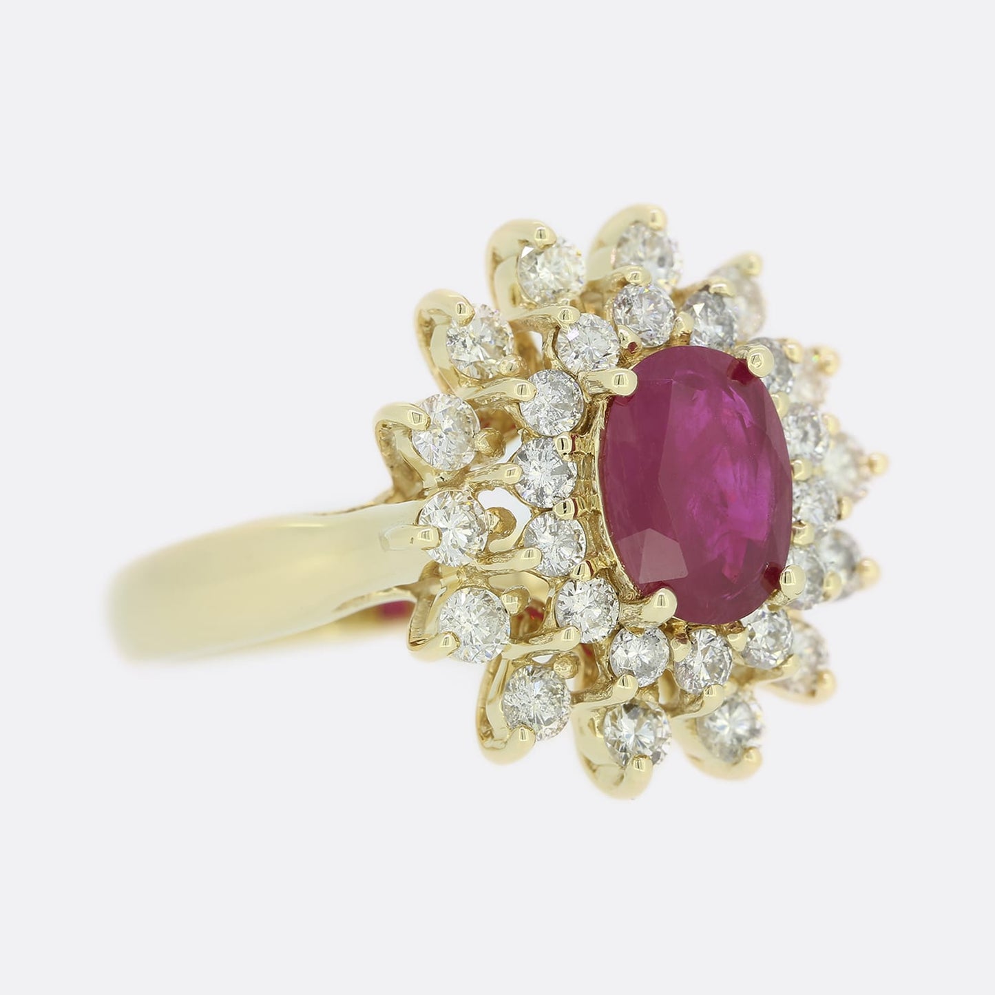 1.20 Carat Ruby and Diamond Cluster Ring