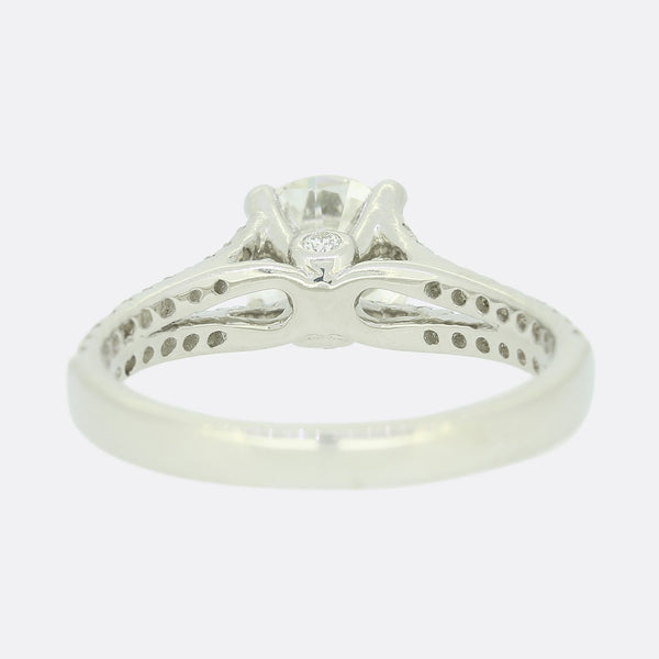 1.14 Carat Diamond Split Shoulders Solitaire Engagement Ring