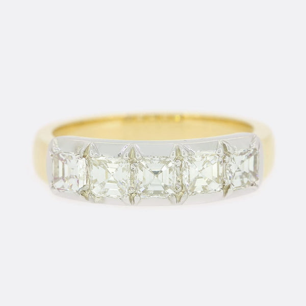 TVJ 1.00 Carat Asscher Cut Diamond Five Stone Ring