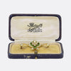 Edwardian Pearl and Green Enamel Heart Brooch