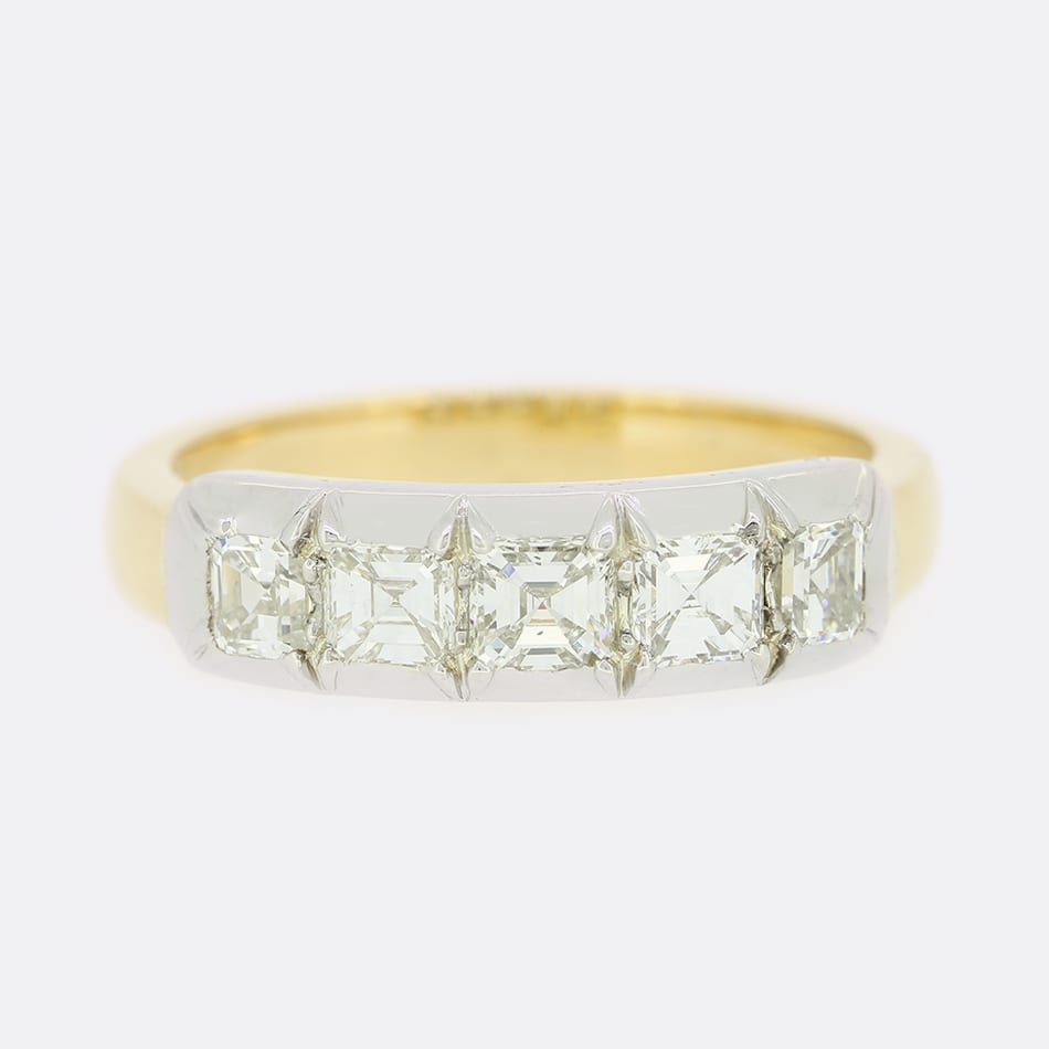 TVJ 0.90 Carat Asscher Cut Diamond Five Stone Ring