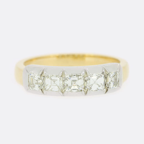 TVJ 0.90 Carat Asscher Cut Diamond Five Stone Ring
