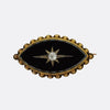 Victorian Black Onyx and Diamond Mourning Brooch