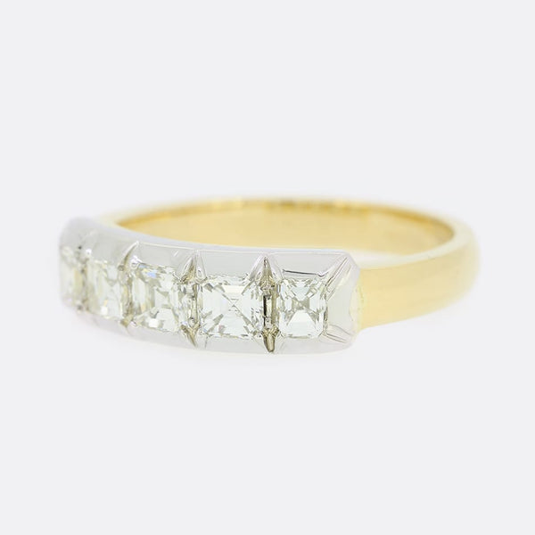 TVJ 0.90 Carat Asscher Cut Diamond Five Stone Ring