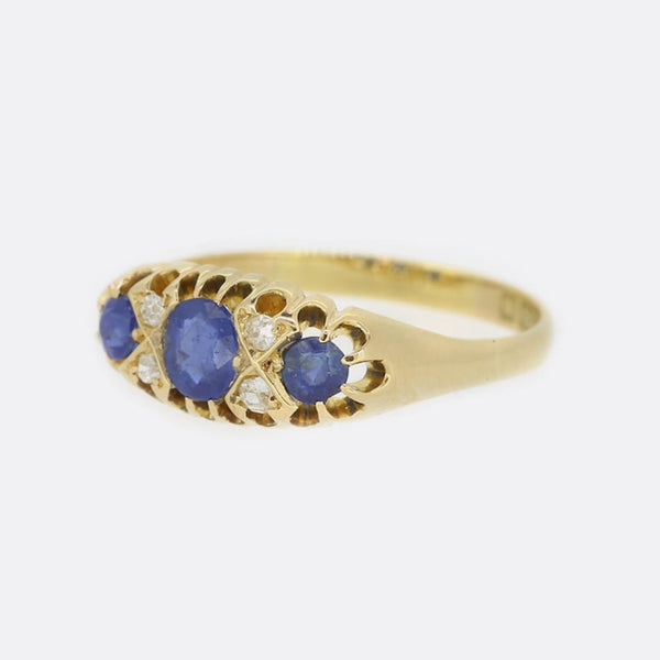 Edwardian Sapphire and Diamond Ring