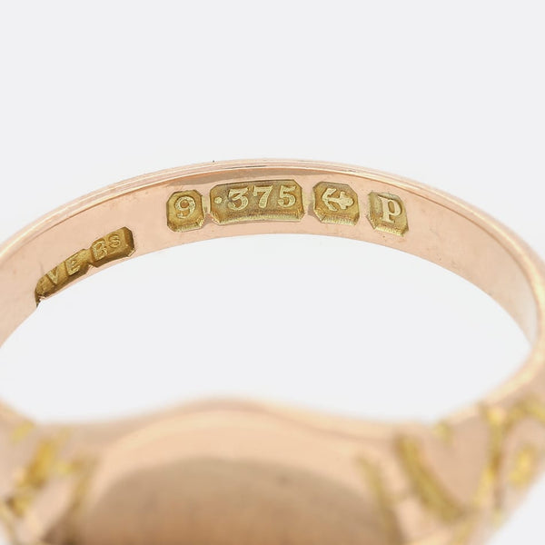 Art Deco Floral Engraved Signet Ring