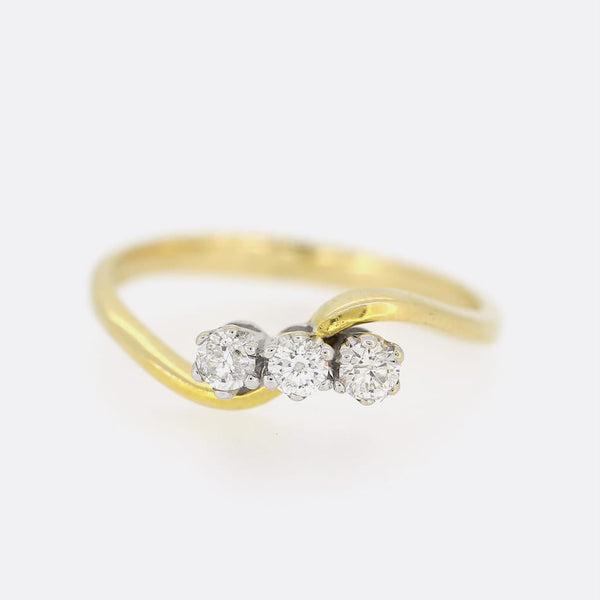0.25 Carat Three Stone Diamond Twist Ring