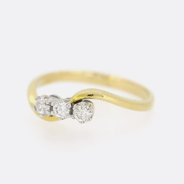 0.25 Carat Three Stone Diamond Twist Ring