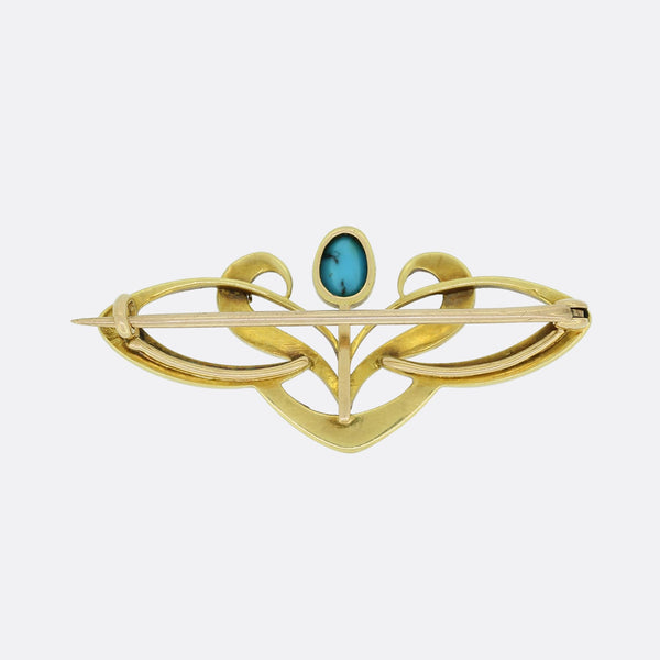 Edwardian Turquoise and Pearl Brooch