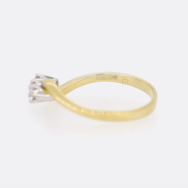 0.25 Carat Three Stone Diamond Twist Ring