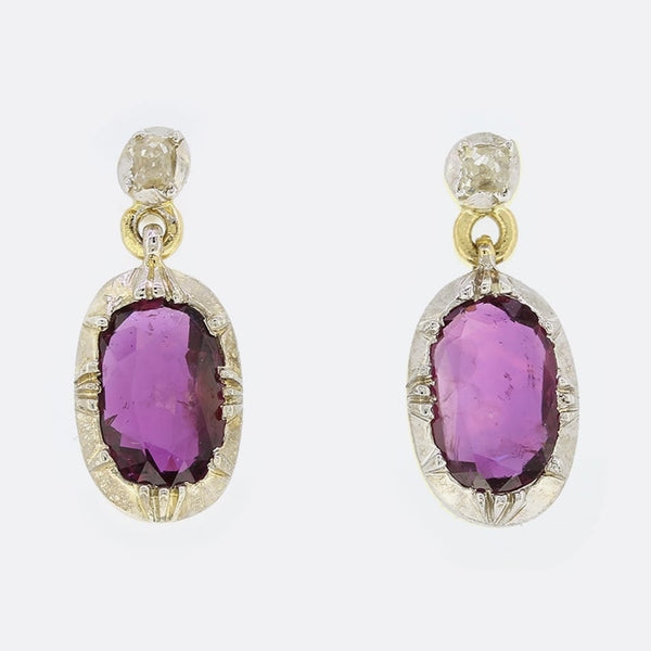 TVJ Ruby and Diamond Drop Earrings