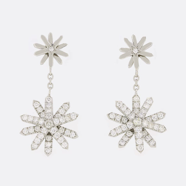 TVJ 0.80 Carat Diamond Snowflake Drop Earrings