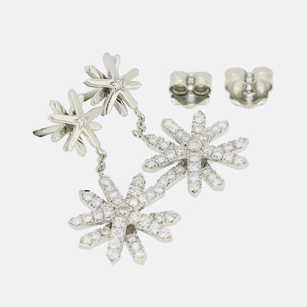 TVJ 0.80 Carat Diamond Snowflake Drop Earrings