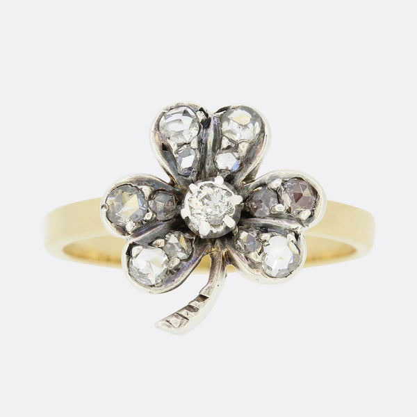 Victorian Rose Cut Diamond Clover Ring