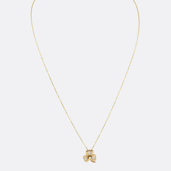 Victorian Diamond and Pearl Clover Necklace