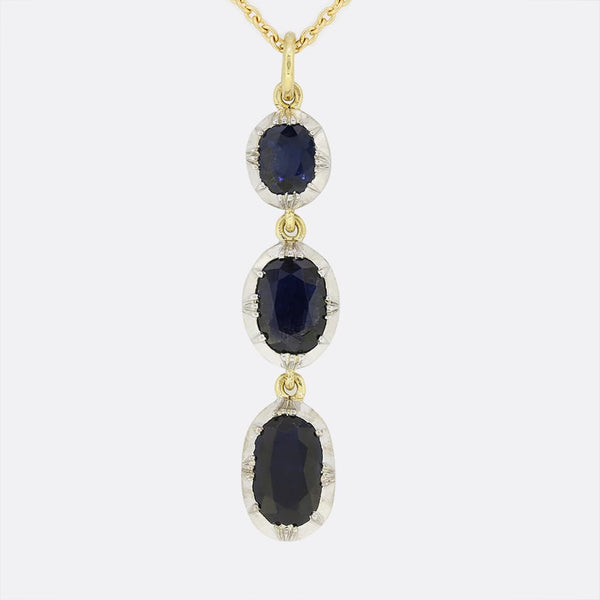 TVJ 2.70 Carat Oval Cut Sapphire Drop Pendant